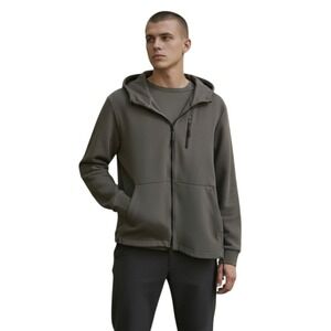 Zara Technical Zip Hoodie Sweatshirt In Sand Sz M